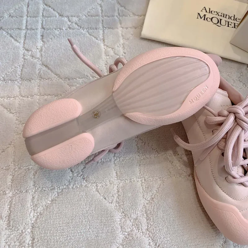 Alexander Mcqueen Unisex Crackled Leather Flexion Sneaker in Pink