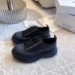 Alexander Mcqueen Unisex Tread Slick Lace Up in Black