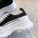 Alexander Mcqueen Unisex Tread Slick Lace Up in Black/White