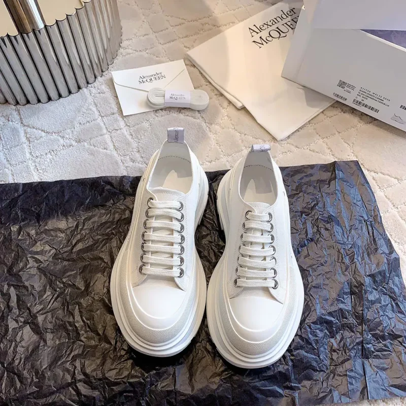 Alexander Mcqueen Unisex Tread Slick Lace Up in White