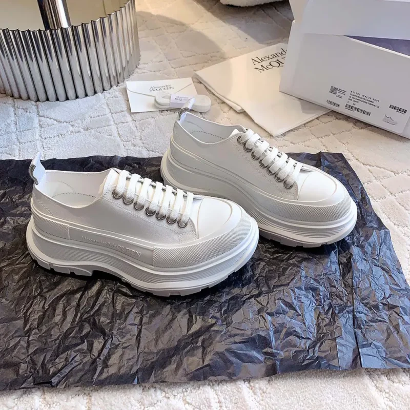 Alexander Mcqueen Unisex Tread Slick Lace Up in White