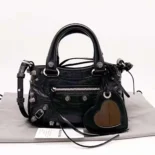 Balenciaga Women Neo Cagole XS Handbag in Black Arena Lambskin