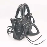 Balenciaga Women Neo Cagole XS Handbag in Black Arena Lambskin