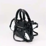 Balenciaga Women Neo Cagole XS Handbag in Black Arena Lambskin