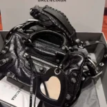 Balenciaga Women Neo Cagole XS Handbag in Black Arena Lambskin