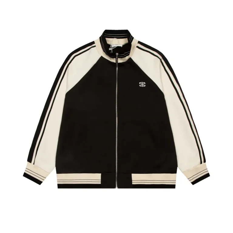 Celine Men Tracksuit Jacket in Double Face Jersey-Black