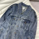 Celine Men Trucker Jacket in Dark Union Wash Denim RV02E930F