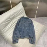 Celine Men Trucker Jacket in Dark Union Wash Denim RV02E930F