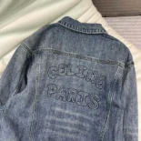 Celine Men Trucker Jacket in Dark Union Wash Denim RV02E930F