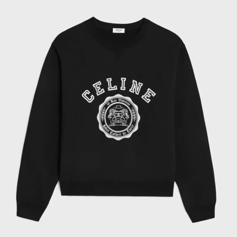 Celine Women Blason Loose Sweatshirt in Cotton Fleece-Black