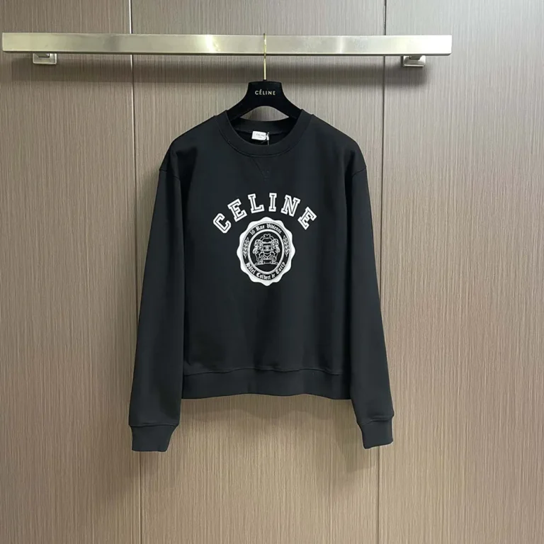 Celine Men Blason Loose Sweatshirt in Cotton Fleece-Black