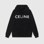 Celine Women Loose Hoodie in Cotton Fleece-Black 2Y321670Q