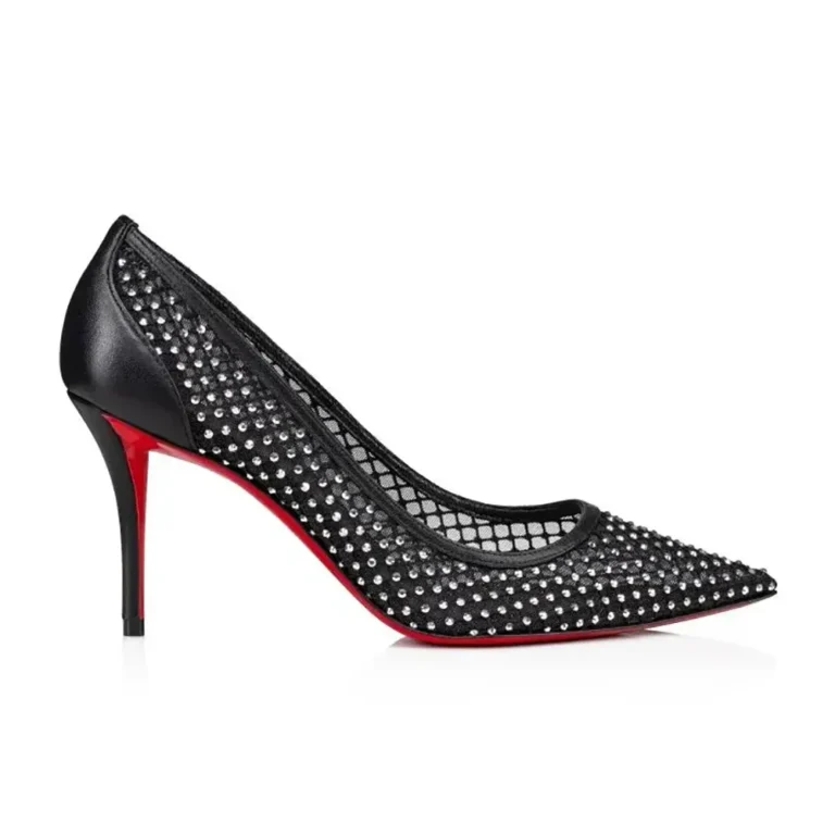 Christian Louboutin Women Apostropha Mesh Strass 80mm Pumps-Black 3240170B775