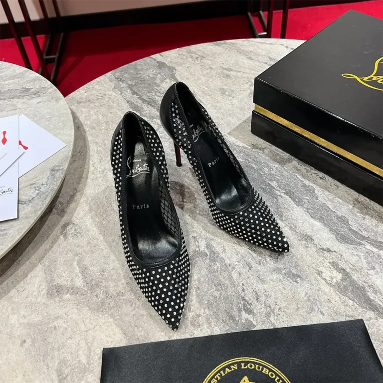 Christian Louboutin Women Apostropha Mesh Strass 80mm Pumps-Black 3240170B775