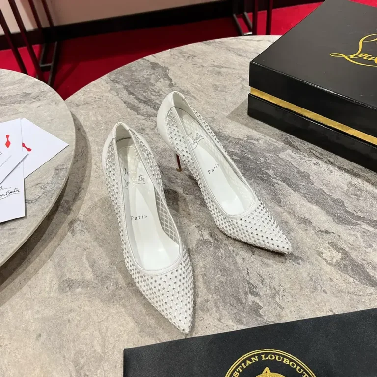 Christian Louboutin Women Apostropha Mesh Strass 80mm Pumps-White 3240170W610
