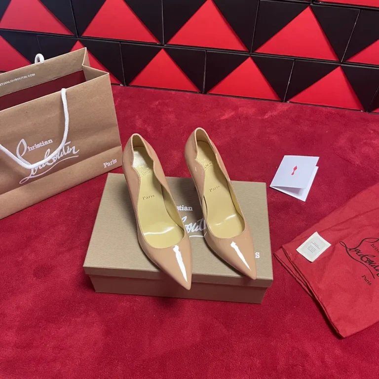 Christian Louboutin Women Hot Chick 100 mm Pumps Patent Calf Leather Beige
