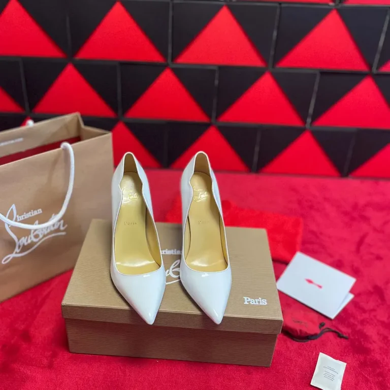 Christian Louboutin Women Hot Chick 100 mm Pumps Patent Calf Leather White