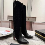 Christian Louboutin Women Santia Botta 85 mm Boots Calf leather and Veau Velours-Black