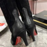 Christian Louboutin Women Santia Botta 85 mm Boots Calf leather and Veau Velours-Black