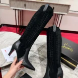 Christian Louboutin Women Santia Botta 85 mm Boots Calf leather and Veau Velours-Black