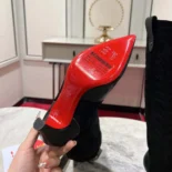 Christian Louboutin Women Santia Botta 85 mm Boots Calf leather and Veau Velours-Black