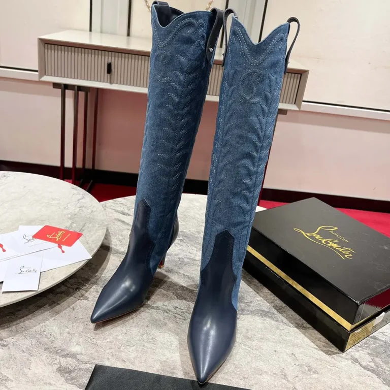 Christian Louboutin Women Santia Botta 85 mm Boots Nappa Leather and Denim