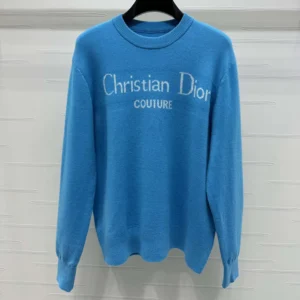 Dior Women Christian Dior Couture Sweater Blue Wool Blend