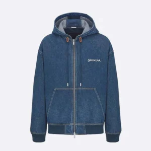 Christian Dior Tag Hooded Jacket Blue Cotton Denim
