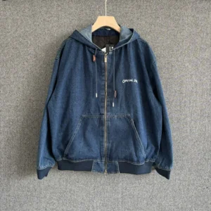 Christian Dior Tag Hooded Jacket Blue Cotton Denim