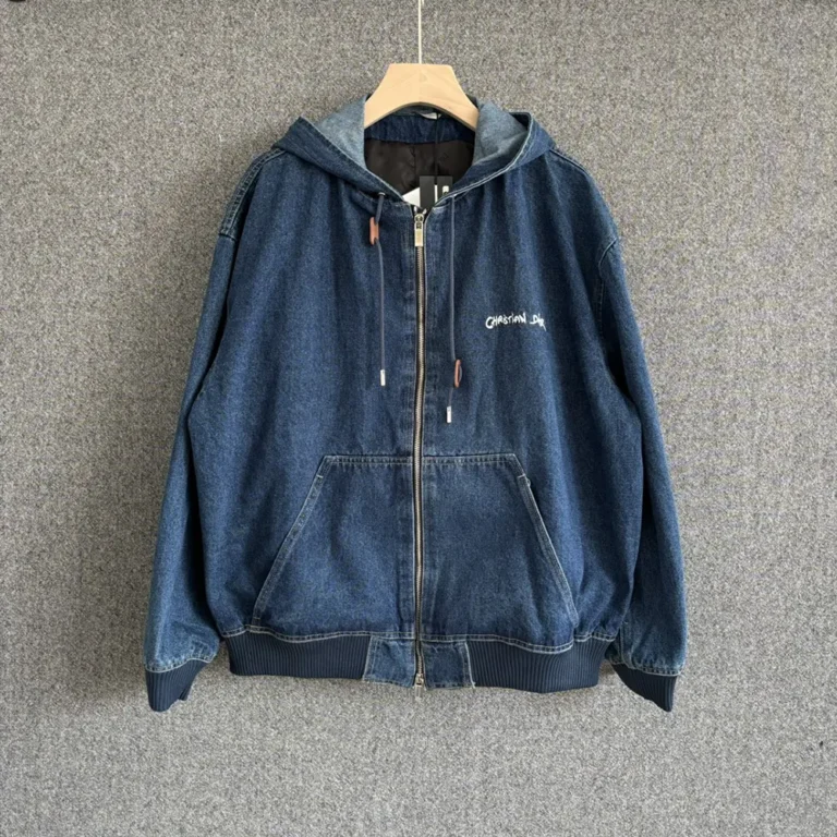 Christian Dior Tag Hooded Jacket Blue Cotton Denim