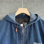 Christian Dior Tag Hooded Jacket Blue Cotton Denim