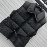 DiorAlps Belted Puffer Vest Black Quilted Technical Taffeta Jacquard