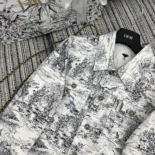 Jacket White Cotton Denim with Blue Toile de Jouy Scotland Motif