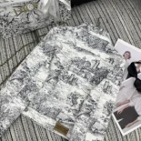 Jacket White Cotton Denim with Blue Toile de Jouy Scotland Motif