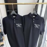 Dior Men Logo-embroidered Cotton Polo shirt-Black