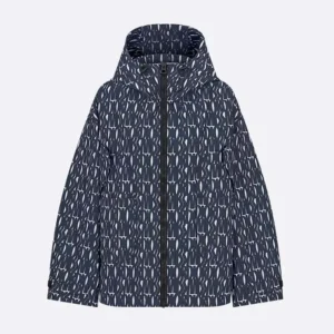Dior Women Waterproof Hooded Jacket White Technical Taffeta Jacquard