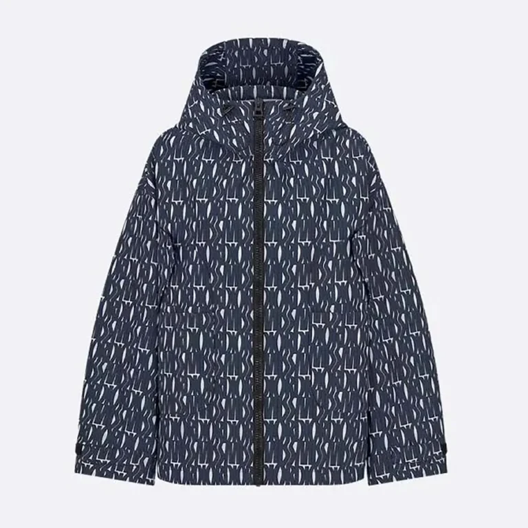 Dior Women Waterproof Hooded Jacket White Technical Taffeta Jacquard