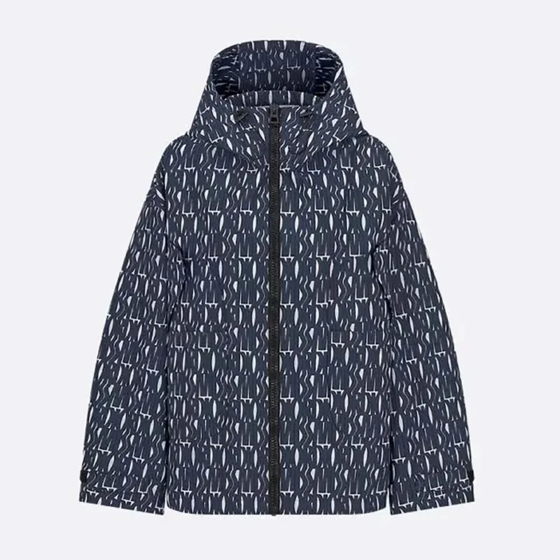 Dior Women Waterproof Hooded Jacket White Technical Taffeta Jacquard