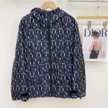 Dior Women Waterproof Hooded Jacket White Technical Taffeta Jacquard