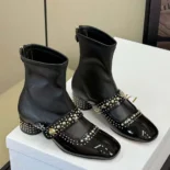 Dior Women Belle-D Heeled Ankle Boot Black Calfskin