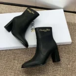 Dior Women D-Town Heeled Ankle Boot Black Calfskin