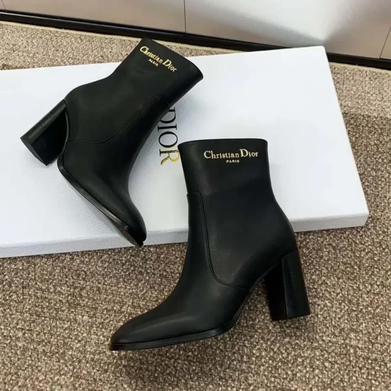 Dior Women D-Town Heeled Ankle Boot Black Calfskin