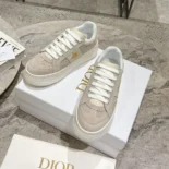 Dior Women Dior Star Platform Sneaker Light Beige Suede Calfskin