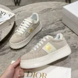 Dior Women Dior Star Platform Sneaker Light Beige Suede Calfskin