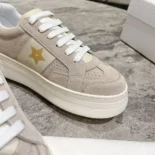 Dior Women Dior Star Platform Sneaker Light Beige Suede Calfskin