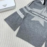 Dior Women DiorAlps Three-Quarter Sleeve Hooded Sweater Gray Wool