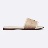 Dior Women Dway Slide Beige Calfskin and Embroidered Cotton