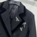 Dior Women Embroidered Marlène Jacket Black Wool and Mohair with Dragonfly Motif