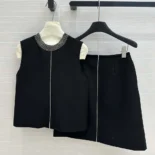 Dior Women Embroidered Skirt Black Wool and Silk