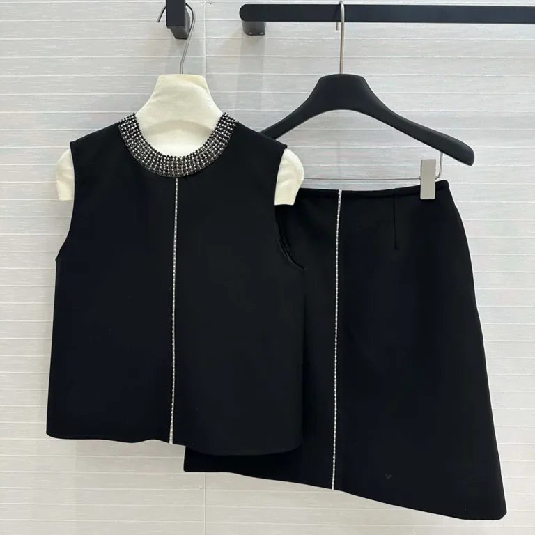 Dior Women Embroidered Skirt Black Wool and Silk